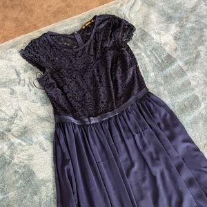 Fancy Blue Lace Maxi Dress